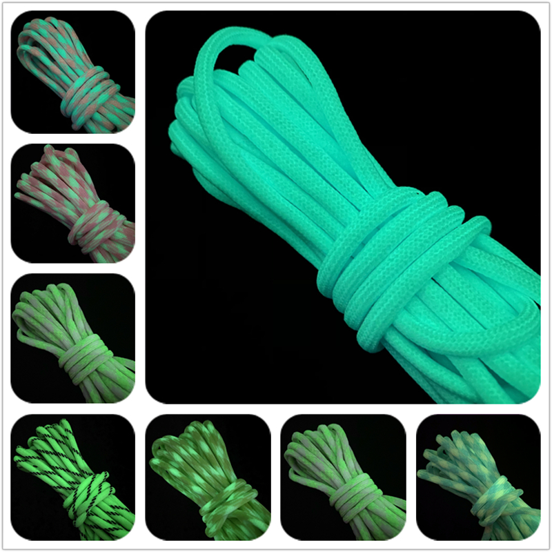 5yards2mm 4mm Luminous Rope Para cord Parachute Cord Lanyard Rope Mil Spec Type DIY Bracelet Cord Accessories