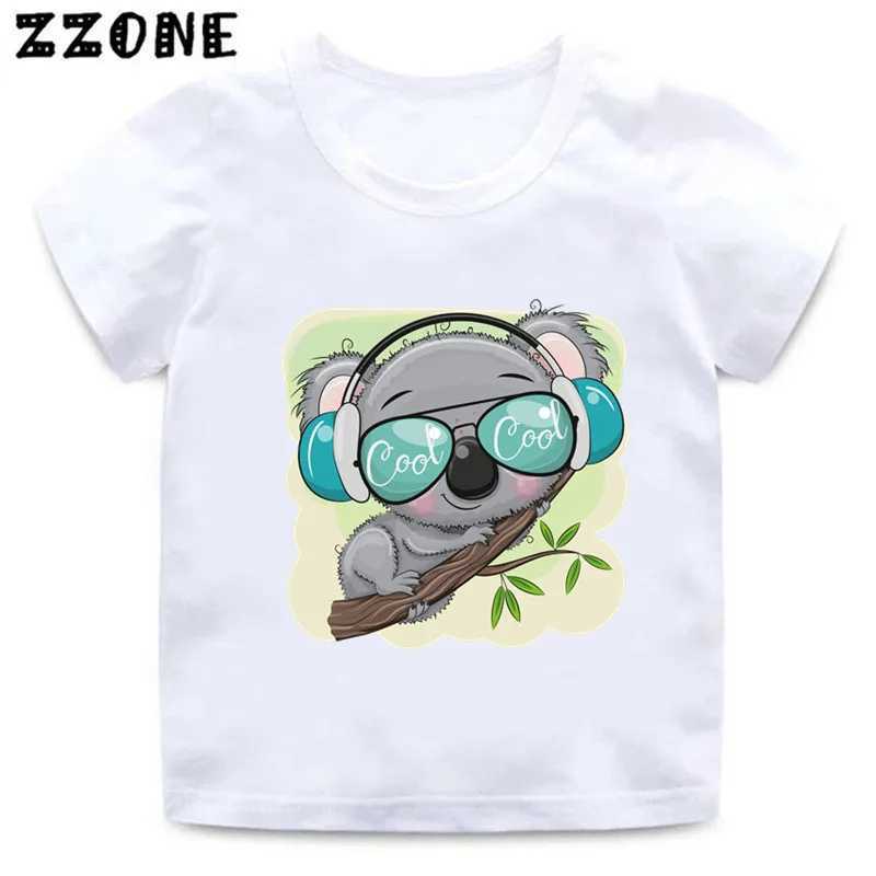 T-shirts kinderen grappige dieren t-shirts schattige koala drive een auto cartoon grafische meisjes kleding zomer baby jongens t shirt kinderen topsoo5445 240410