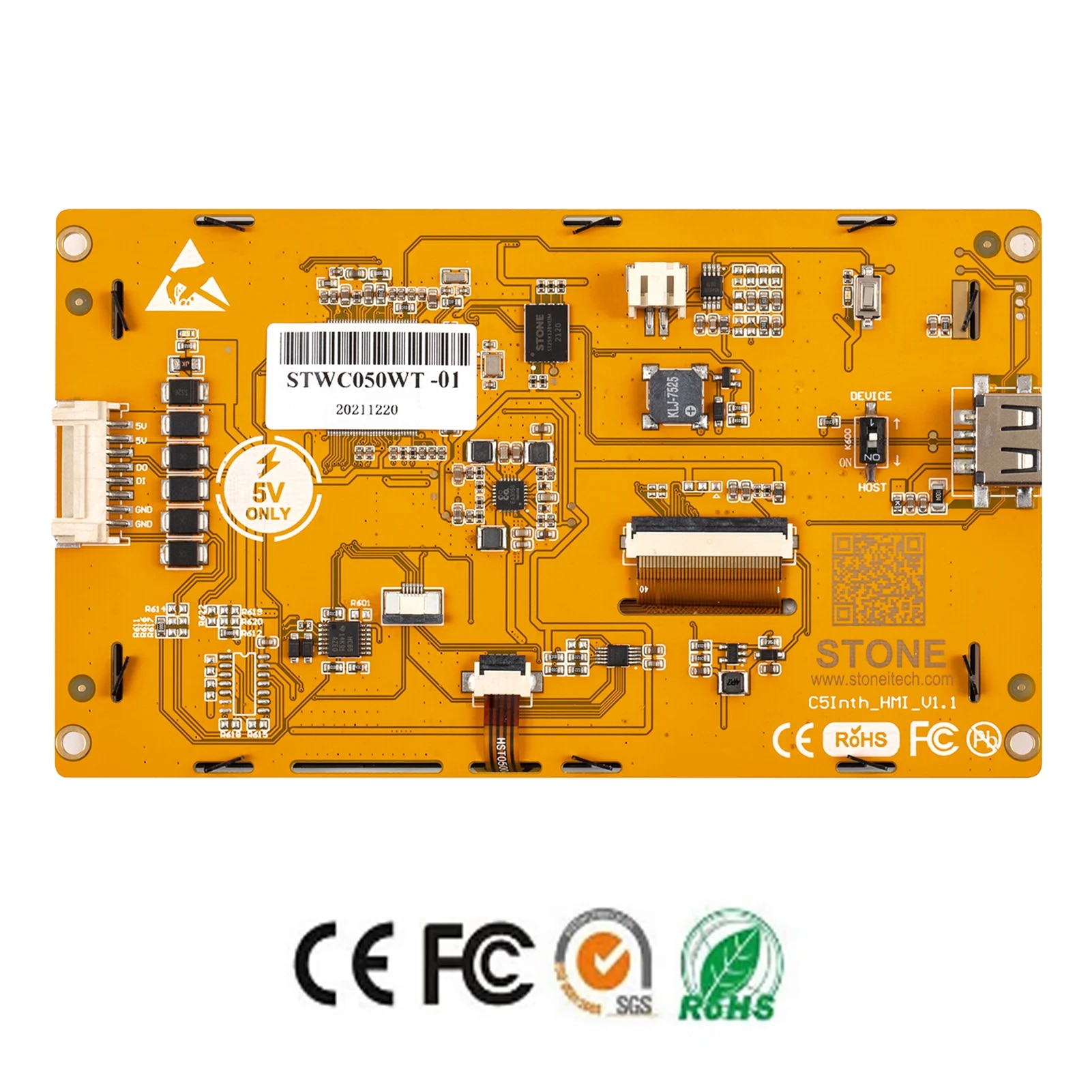 5 inch HMI intelligente LCD -display -module met aanraakpaneelondersteuning voor St MCU/ESP32 MCU/Arduino/Raspberry Pi