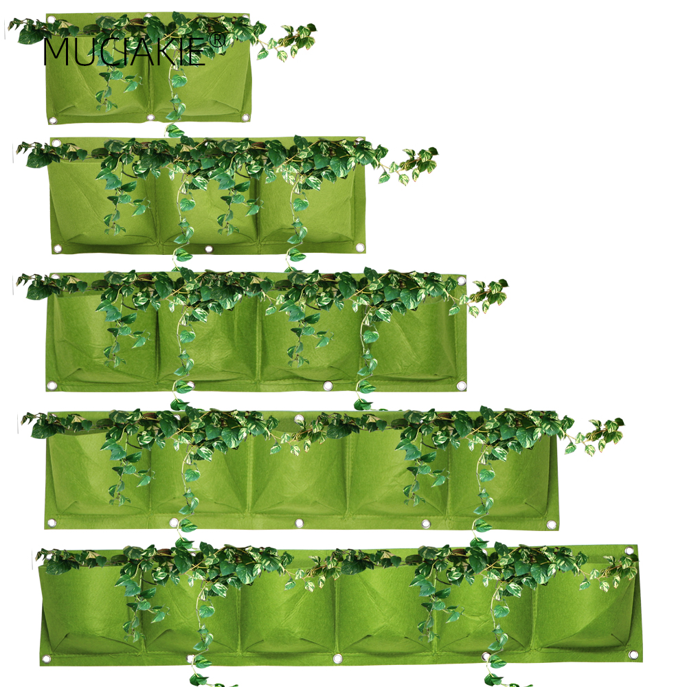 Muciakie Green Grow Bag Vertical Cross Wall Mounted Hanging Planting Growing Pot Pocket Garden Flowers Bag Hem Balkong Planting