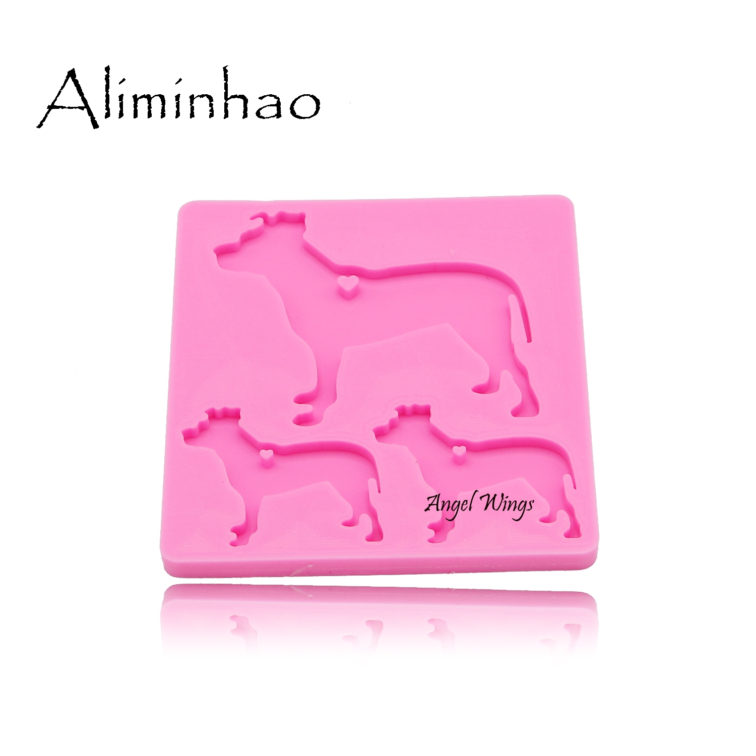 DY0103 Shiny Dog family keychains mold Clay DIY dog Mom/baby Jewelry Making glitter epoxy Key Chain Silicone mold