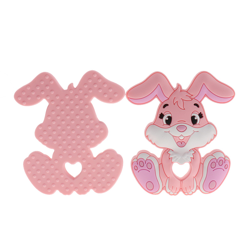 QHBC Bunny Silicone carino coniglio bambino teether bpa gratis animali a sospensione che mastica gioielli denti