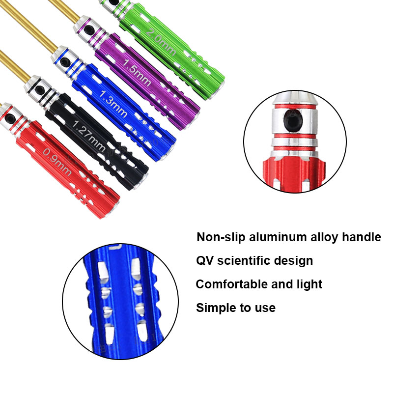 ミニインナーヘックスドライバードライバーツールキットチタンコーティング0.9/1.27/1.3/1.5/2.0mm SCX24 TRAXXAS RCドローンモデルDIYツール