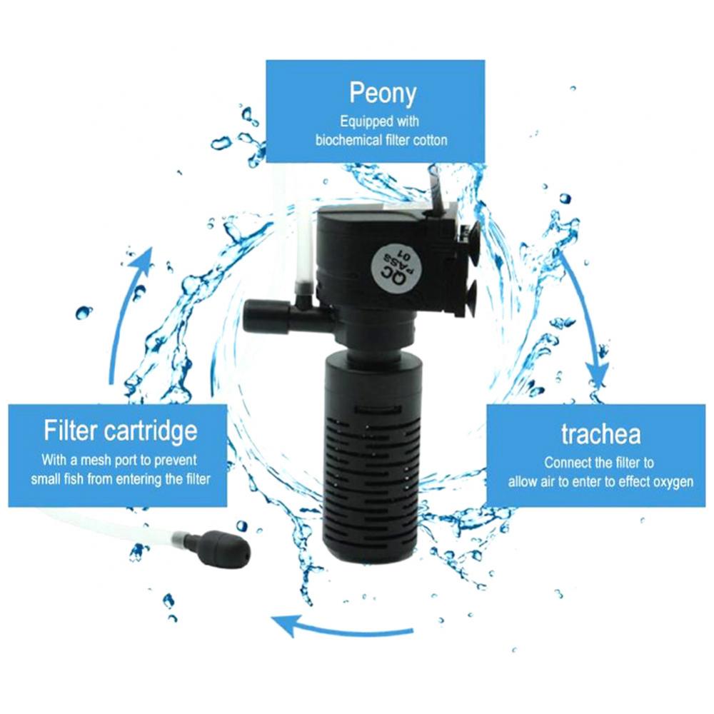 3 in 1 Mini Aquarium Fish Tank Filter Water Purifier Submersible Oxygen Pump Water Pump Fish Tank Accessories Aquarium Purifier