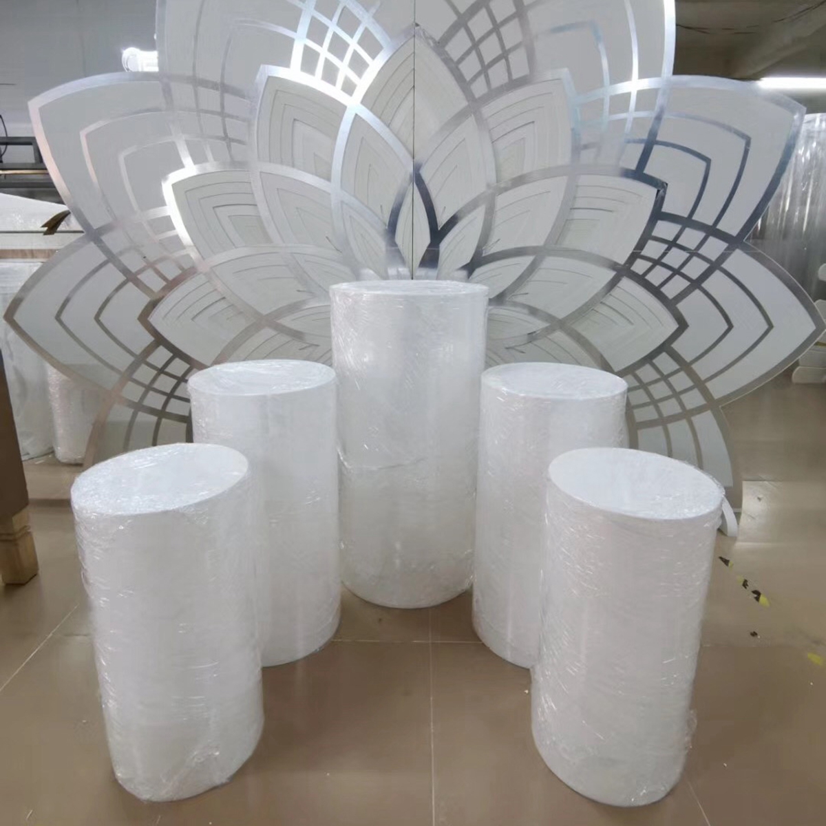 /conjunto Eventos de casamento Bolo decorativo Pedestais redondos de cilindros Clear Acrílico Mental Plinths Decoração AB1144