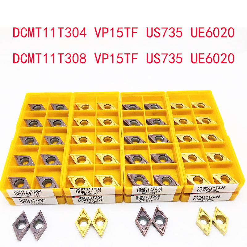 DCMT070204 DCMT11T304 DCMT11T308 VP15TF US735 UE6020 Internt Turning Tool Metal Lathe Tools Cutting Tool Turning Inser