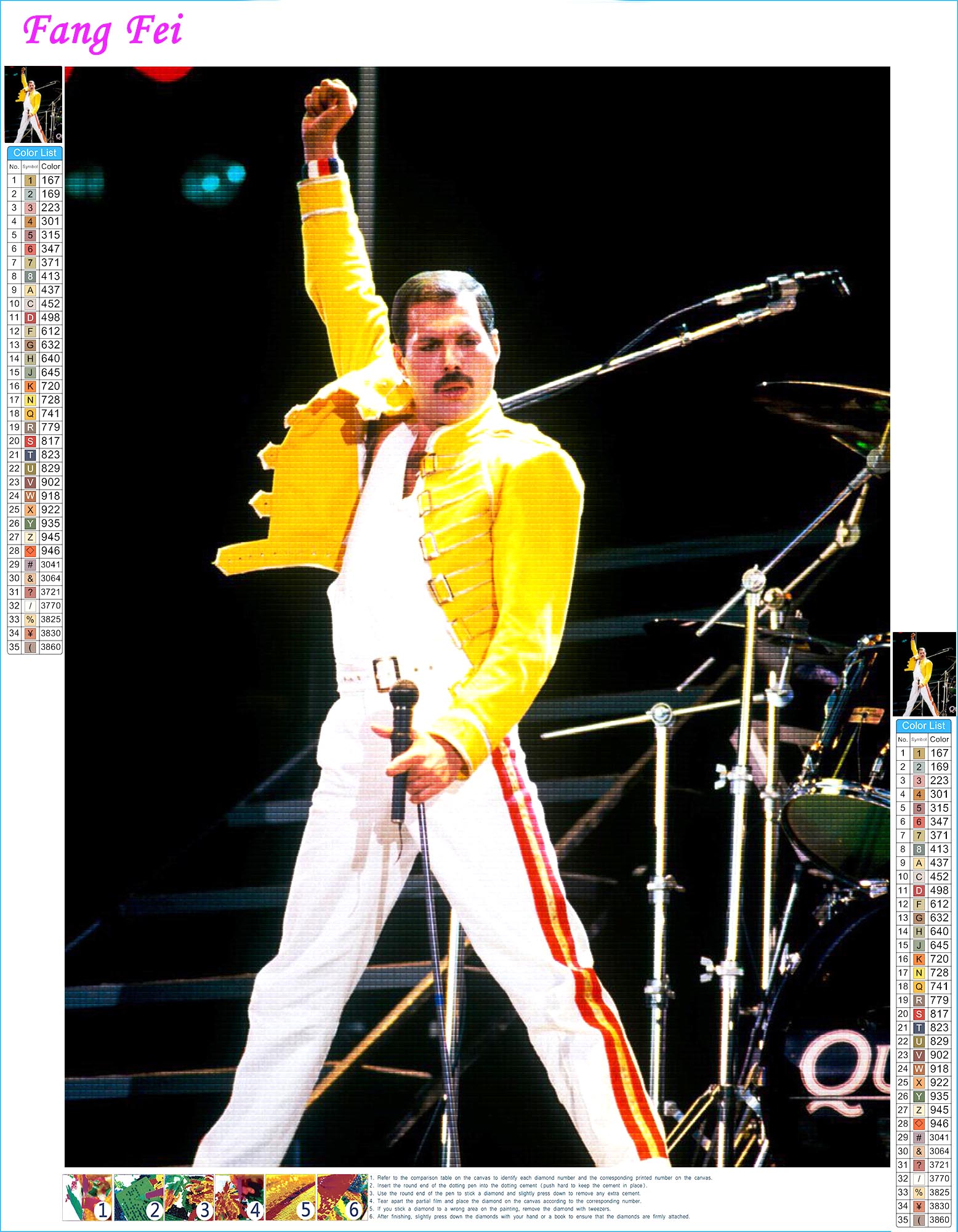 Königin Freddie Mercury Diamant Strass Rock Music Star Cross Stitch Stickstätte Bild Mosaik Kristallkunst Home Decor