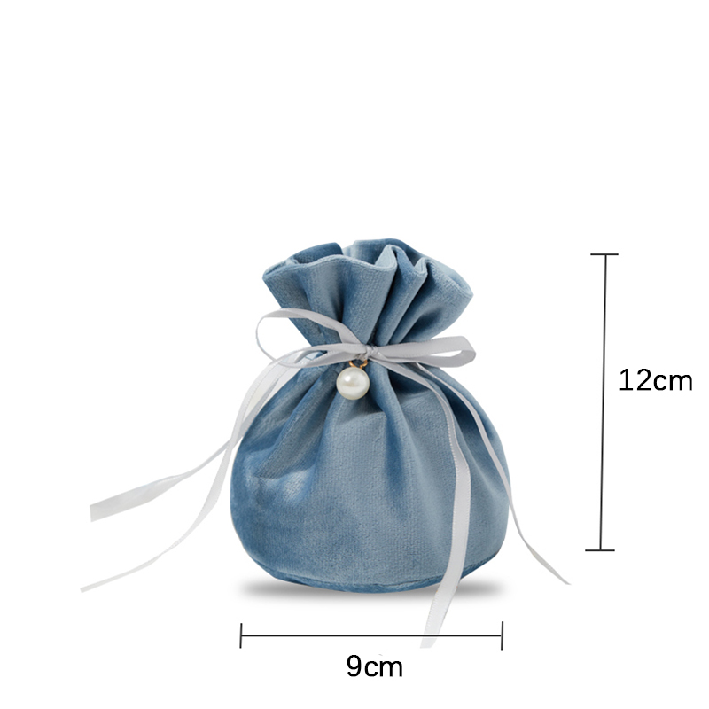 5-Luxus Velvet Geschenktüten mit Perlenschnur Weihnachtsgeburtstagsfeier Cooikes Candy Bags Boxen Schmuck Samt Sachet-Taschen