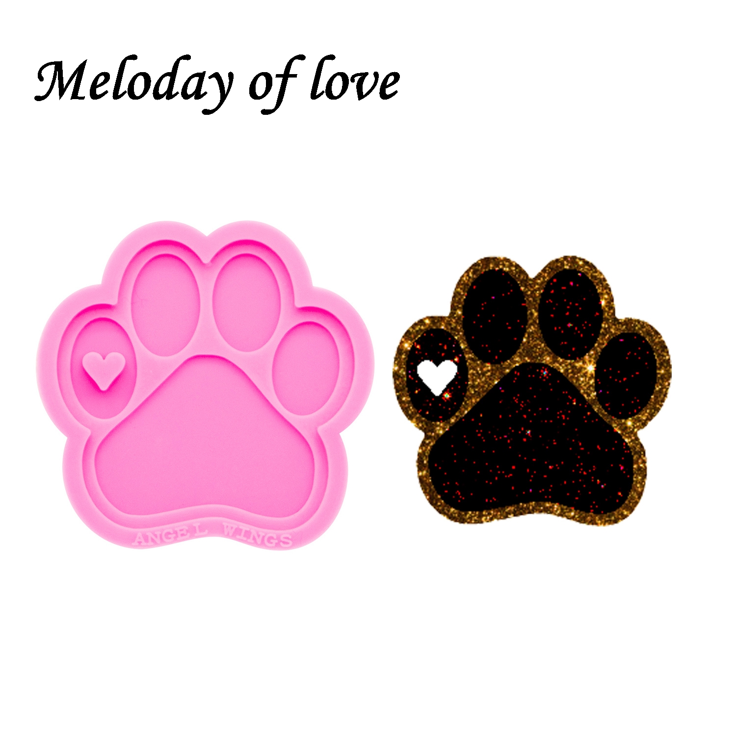 Moldes de pata de urso de amor brilhante para chaveiros de chaves de cachorro diy cão e epóxi resina key teclado molde o silicone molde personalizado dy0129