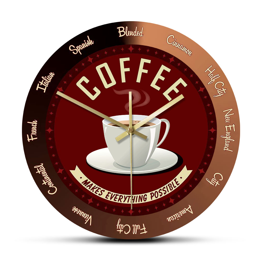 Coffee Makes Everything Possible Coffee Bar Sign Cafe Time Silent Wall Clock Kitchen Wall Art Decor Wall Watch Coffee Lover Gift