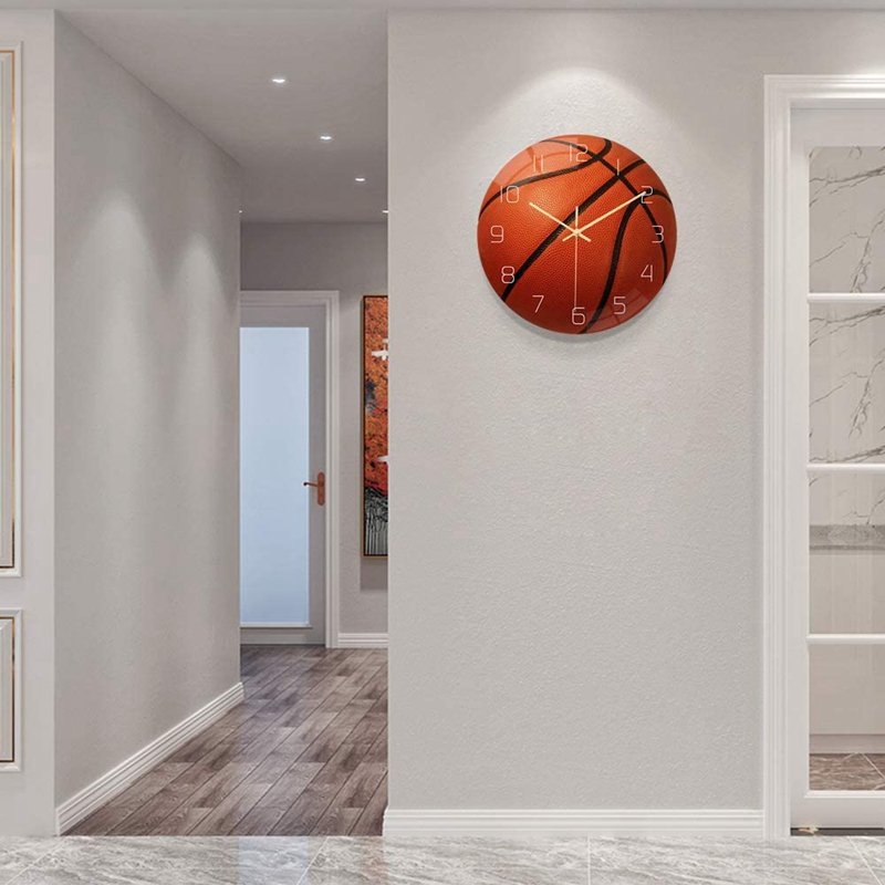 Basketball Acrylic Silent Wall Clock Bedroom Living Room Alarm Clock Birthday Christmas Gifts Present for Room Decor