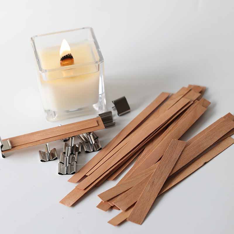 10-stcs 6-19mm houten lontkaars met Sustainer Tab Candle Wick Core voor doe-het-zelf kaars voor het maken van soja parffin wax hout wanken