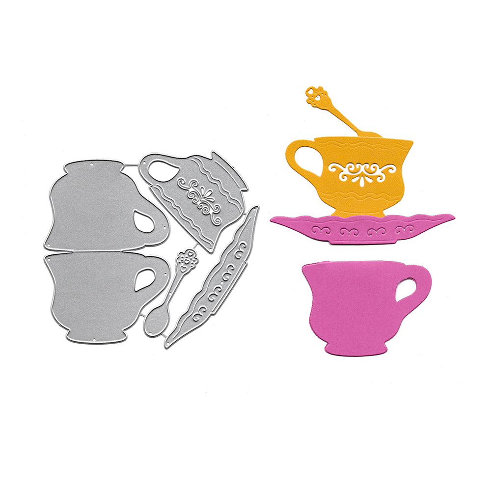 コーヒーカップカッティングダイダイスクラップブッキングのためのステンシルdiyアルバム装飾クラフトエンボス加工フォルダーカードメタルダイスタンプとダイ2021