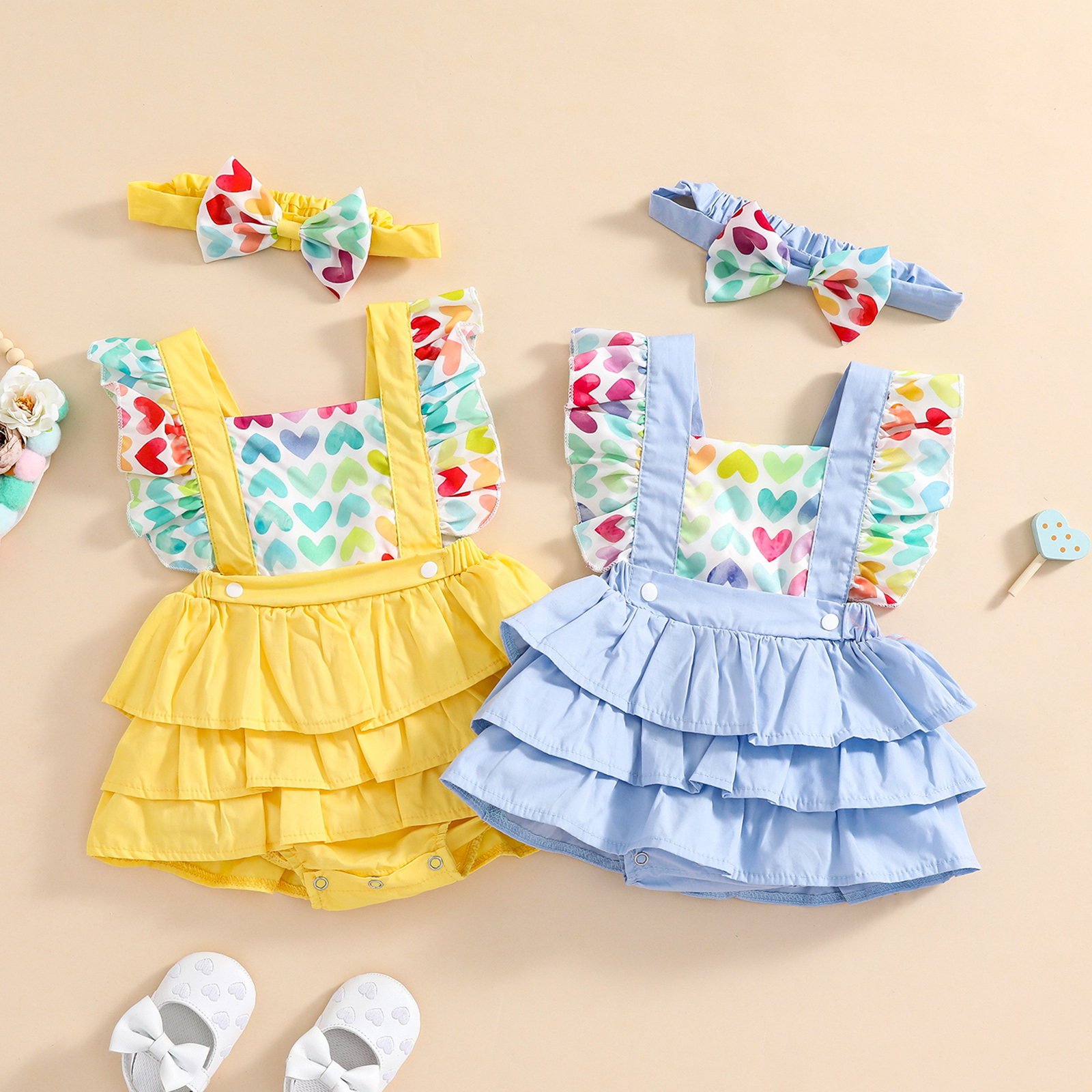 2022 Летняя детская одежда для малышей девушки с рюшами боди.