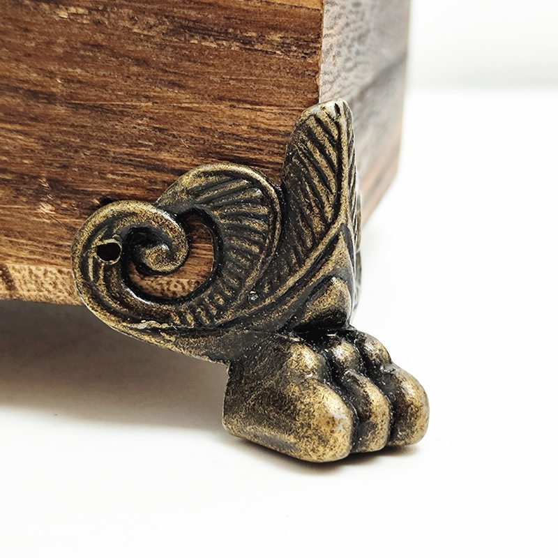4/8 stks antieke messing sieraden kist houten doos vintage decoratieve voeten been hoekbeugel voor meubelkast beschermen hardware