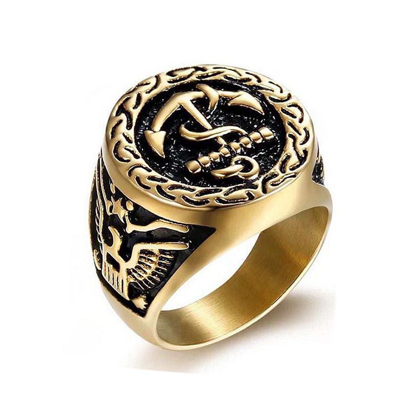 New Stainless Steel Casting Ring 18k Real Gold Plated Men Finger Rings Jewelry