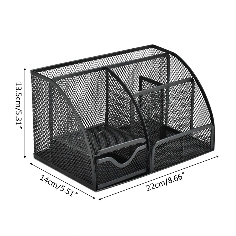 Alles in één kantoor desktop sorteerhouder mesh pen kaarthouder stationaire cosmetica sieraden doos opslag multi -compartimenten y3nc