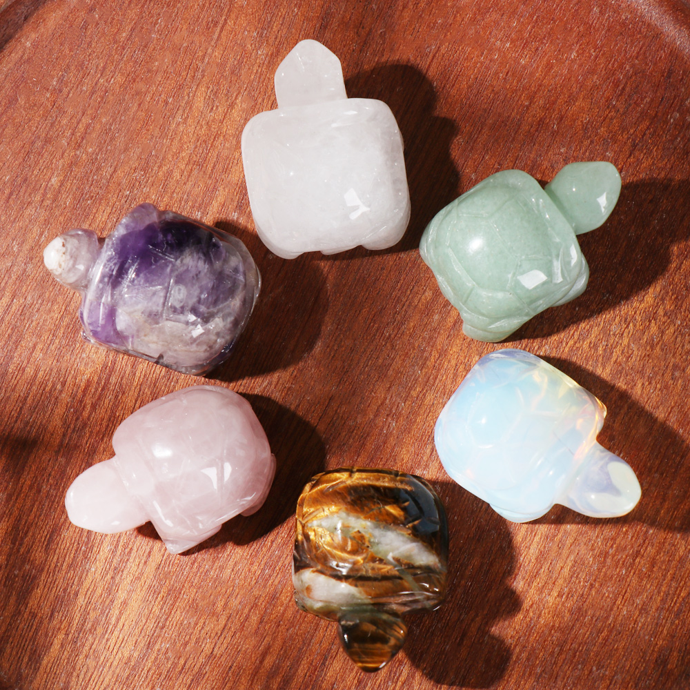 Natural mineral tortuga regalo reiki joyería de pez de piedra que hace figuras de tortuga de cristal de encanto afortunado