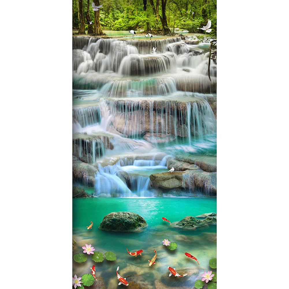 5D DIY Diamond Painting Waterfall Full Tround Traino Paesaggio Diamante ricami Croce a mosaico arredamento a mosaico