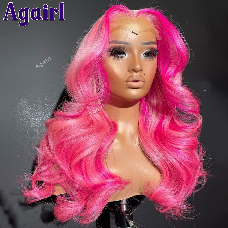 13x6 ombre pêssego rosa #613 onda corporal colorida renda frontal peruca clara rosa 13x4 transparente renda frontal perucas de cabelo humano para mulheres
