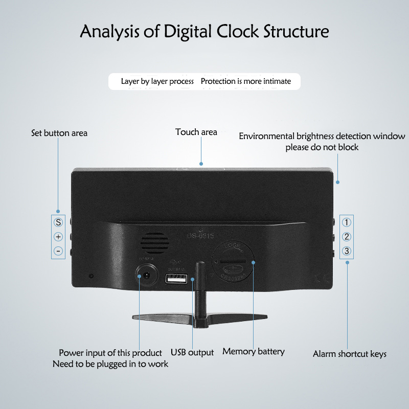 Ny 3D LED Digital Alarm Clock Display Smart Electronic Alarm Clocks Office Table Desktop Wall Watch Modern Design Alarm Clock