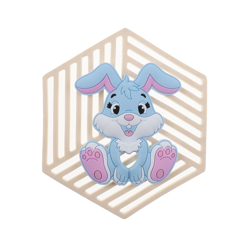 QHBC Bunny Silicone carino coniglio bambino teether bpa gratis animali a sospensione che mastica gioielli denti