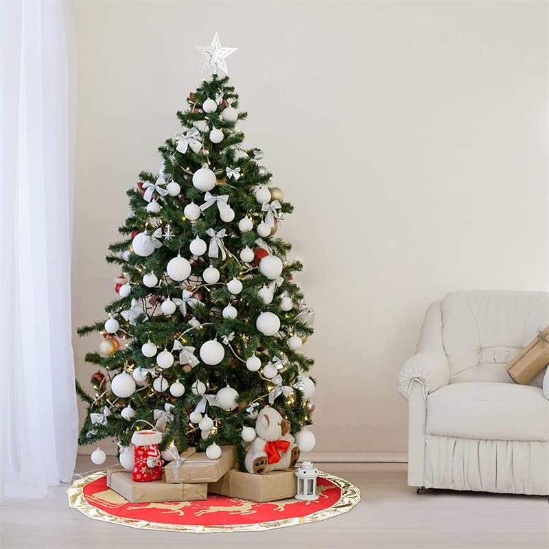 Home Decorazioni natalizie Gonna alberi di Natale 90 cm Flanella Merry Christmas Tree Ornament Capodanno la casa
