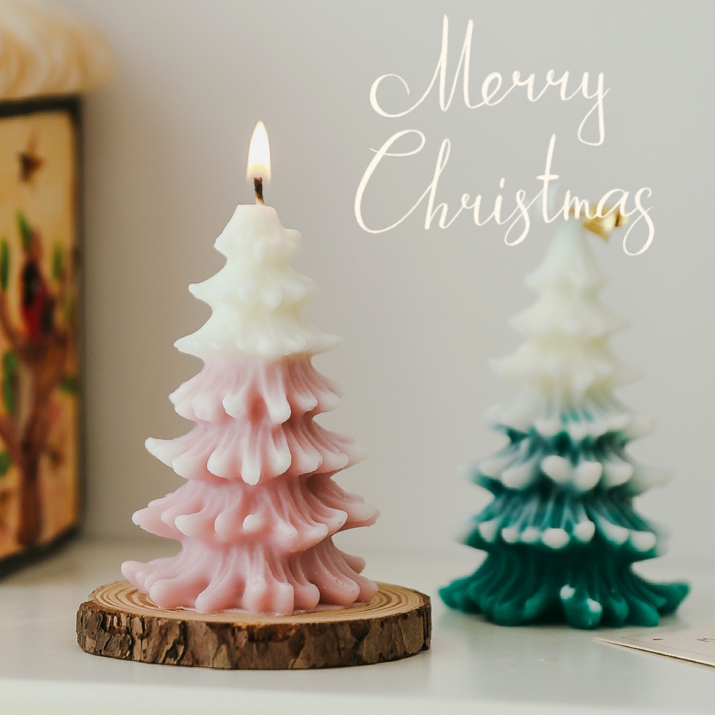 Holiday Scented Candles for Christmas Gift Christmas Tree Shaped Desktop Ornament Creative Holiday Present for Families Friends