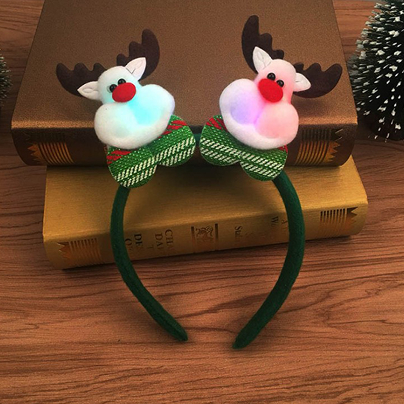 Jul glödande pannband dubbla huvud glödande pannband led parti pannband jul ornament barn leksak gåvor lyser i mörkret