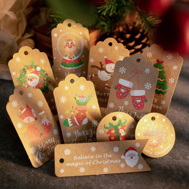 ICAFT Рождественская подарочная метка Kraft Paper Label Xmas Holiday Present от названия вывески для упаковки навесная карточка одежды