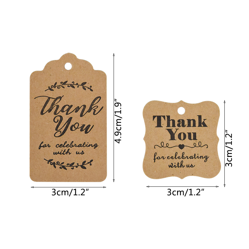Kraft/White Paper Thank You Cards Party Baby Shower Favors Candy Cookies Tags Tags Handemade Hight Label