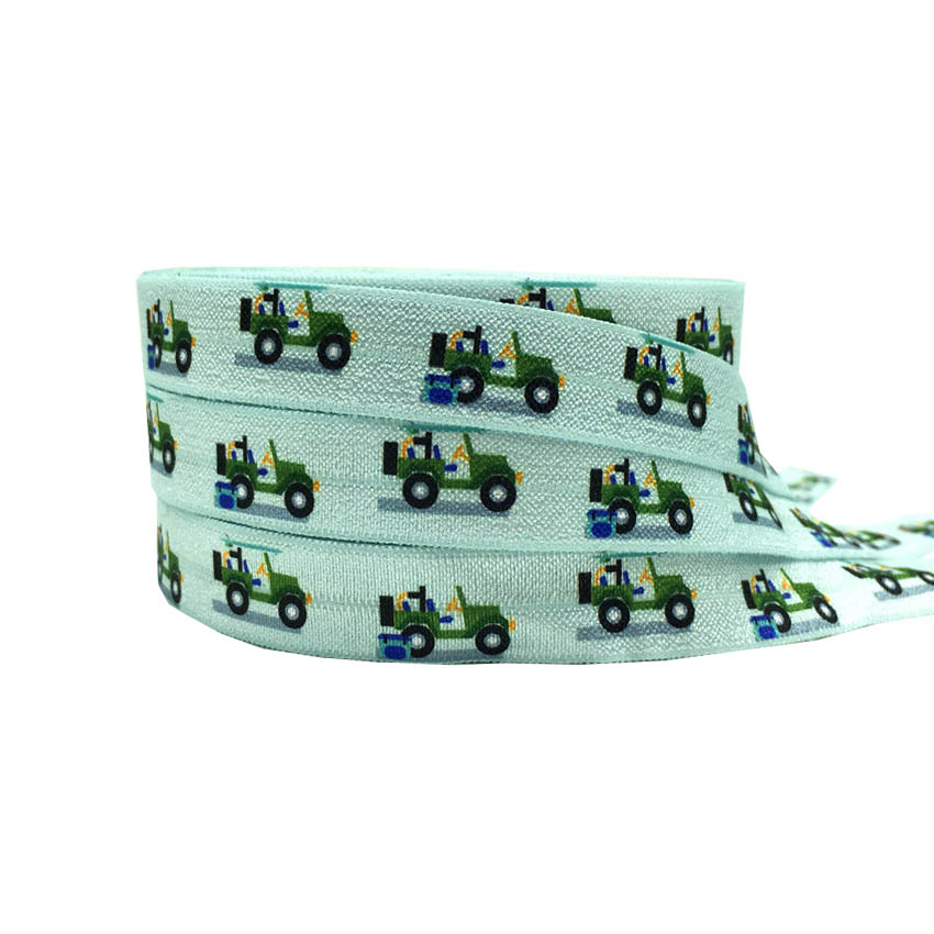 10yards 16 mm Camper Ferme Cactus imprimé pli sur bande élastique DIY Hair Tie Band Clothing Accessoires Coathes Bands élastiques
