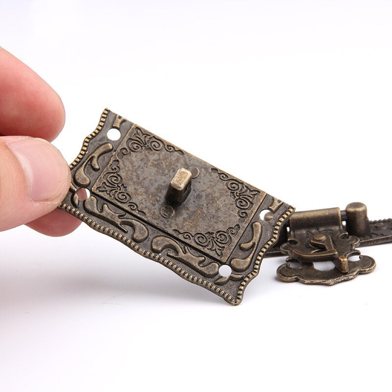 Antique Bronze Hasp Lock Vintage Decorative Latch Hook for Jewelry Wood Box Suitcase Cabinet Furniture Hardware Accessories