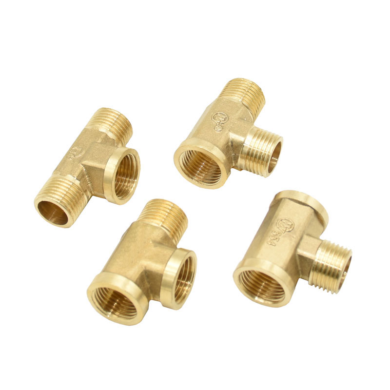 Brass 1/2" Thread Tee Connector T Type Plumbing Female G1/2 Male Water Splitter Threaded Connector Fittings 