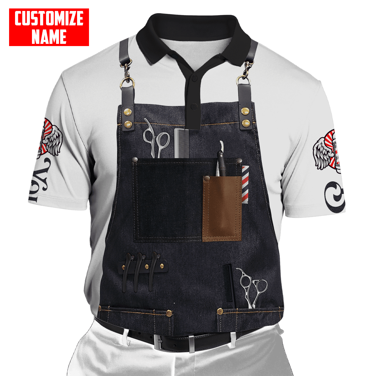 Nome personalizzato Barber 3D su tutta la polo maschile stampato Summer Short Short Short Street Street Polo Shirt Tops WK16