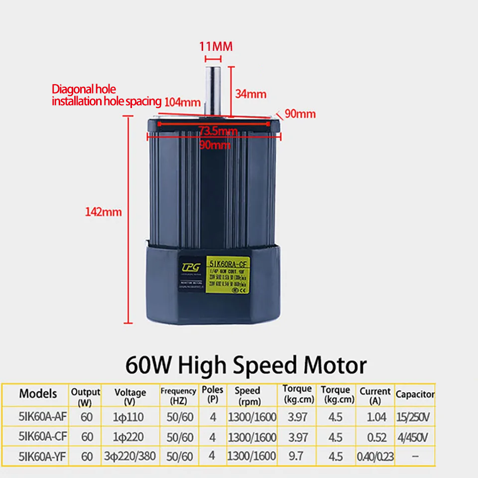 RV30 110V 60W AC Worm Gear Motor med hastighet Reducer Speed ​​Regulator High Torque Hot Sale Motor