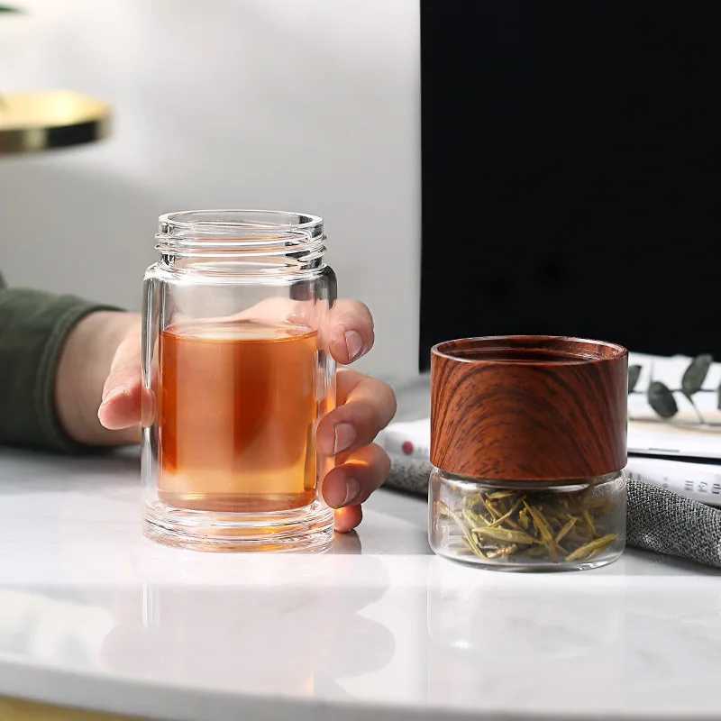 Кружки OneIsall Tea Water Bottle Bottle Dravel Drinkware Portable Double стеновая стеклянная чая из нержавеющей стали Infuser Filters The Tea Filter Tumbler 240410