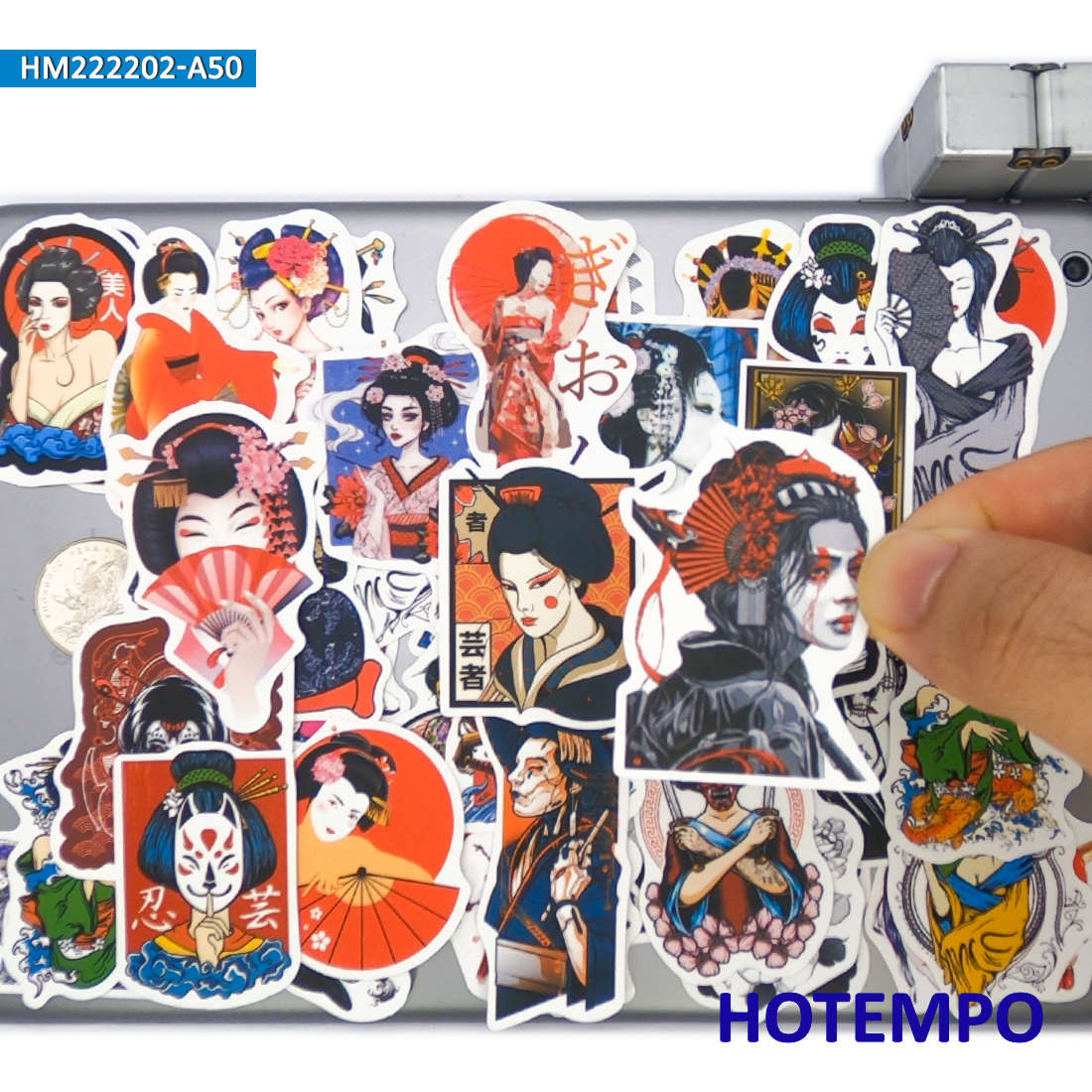 japonais geisha ukiyoe tatouage ninja girl autocollants drôles pour téléphone à bagages automobiles