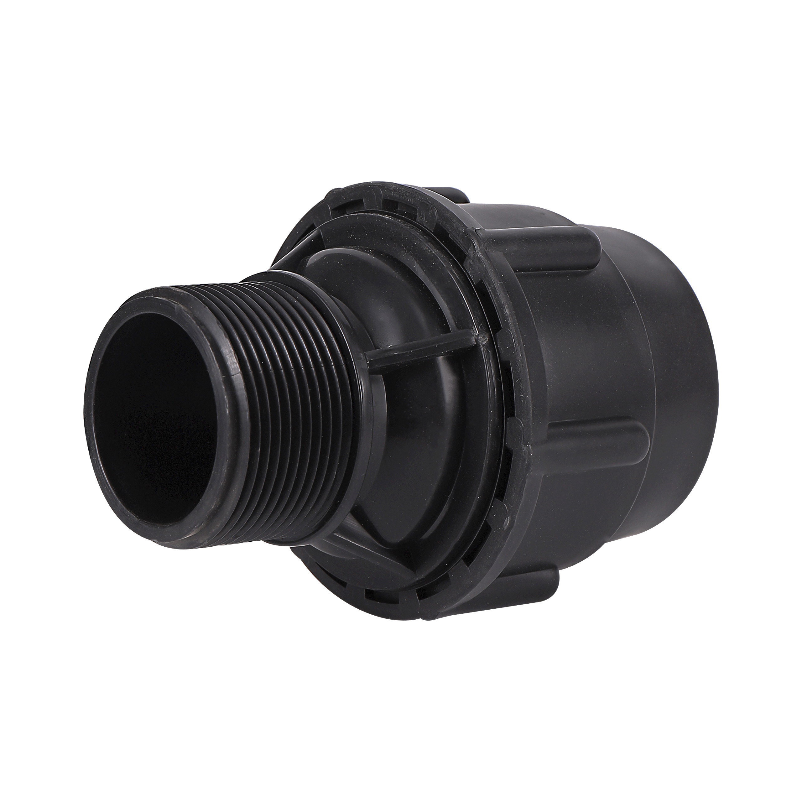 Black Pe vattenrör rakt reducerande koppling 20/25/32/40/50mm PE PVC -rörbeslag 1/2 