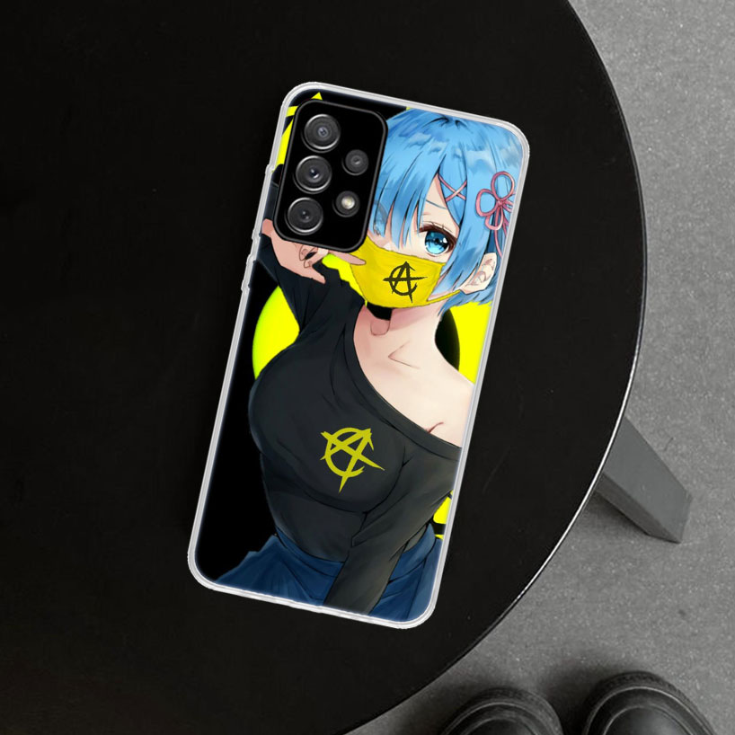 Anime Couverture de cas de téléphone REM mignon pour Samsung Galaxy A51 A71 A50 A70 A40 A30S A20E A10 A41 A31 A21S A11 A01 A6 A7 A8 A9