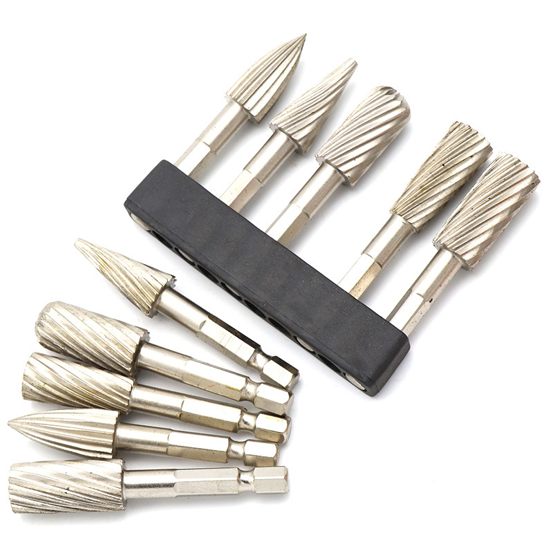 Woodworking Steel Rotary Rasp File 1/4" Shank Rotor Craft Files Rasp Burrs Wood Bits Grinding Power Carving Hand Tool