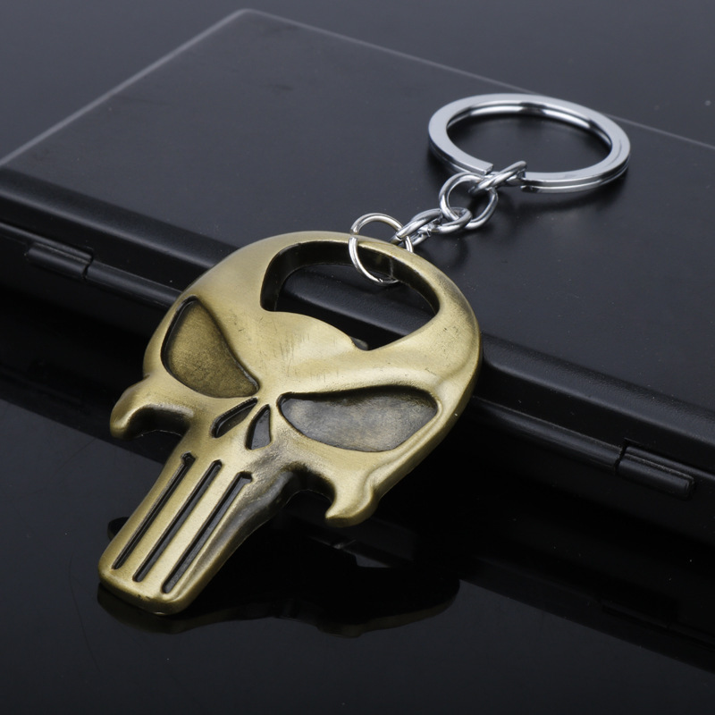 Skull bierflesopener Keychain Praktische ornamenten hanger zink legering openers geschenken Gold Silver Kitchen Tools Accessoires