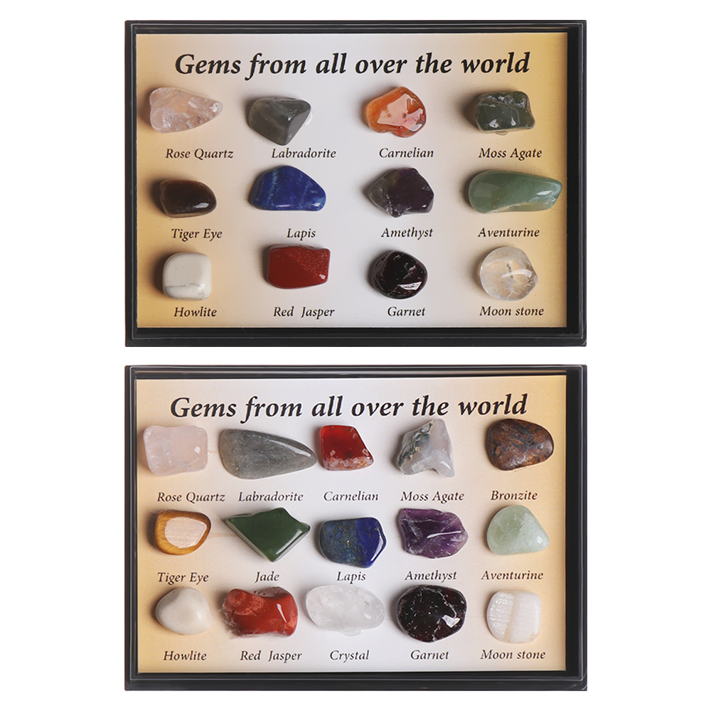 12 / 1 boîte spécimen minéral naturel cadeau Gemystones bruts échantillons à collectionner