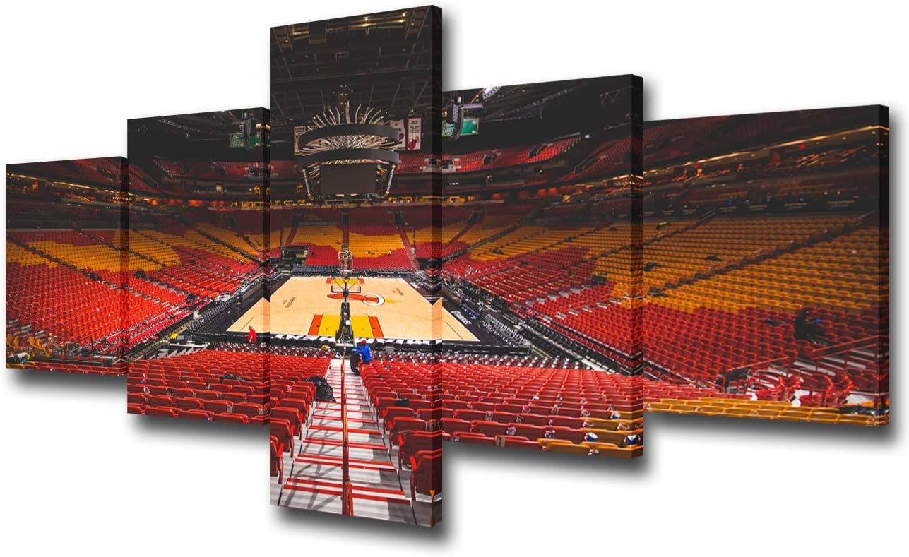 5 Panel basket sport basket miami värme flygbolagsarena i florida ationer 5 stycken bilder canvas målningar väggkonst