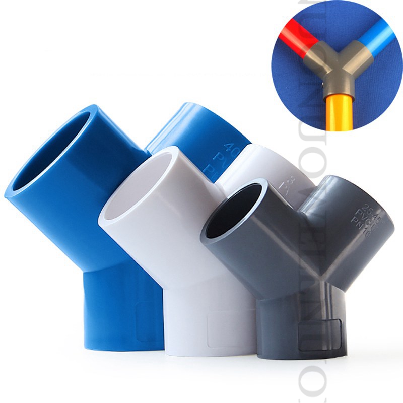 2 stks PVC Pipe Y-Type T-stuk connector PVC 3 Ways Joints Water Pipe T-shirt Connectoren Aquarium Vistank Watervoorziening Pijpfittingen