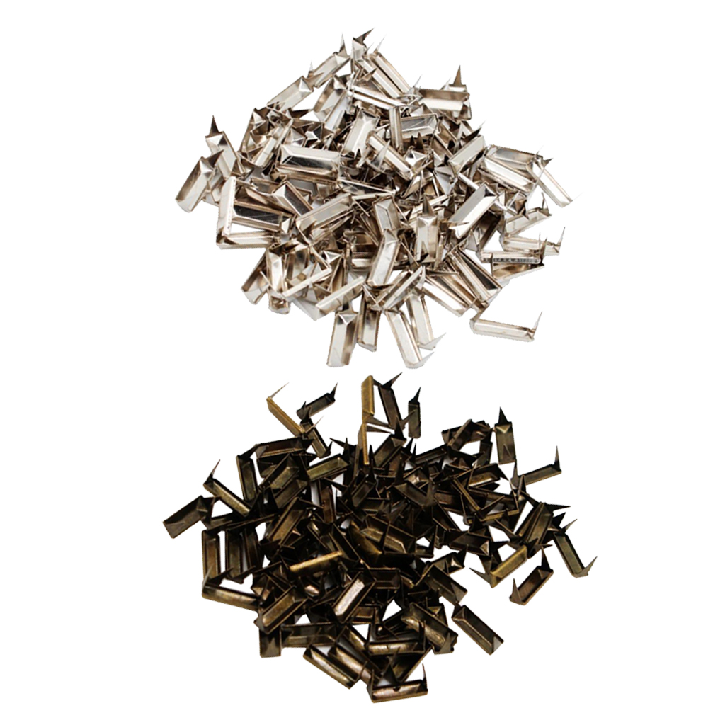 100 Pieces Metal Rectangle Studs Claw Rivet Leathercraft Punk for Bags Jeans Belt Decoration