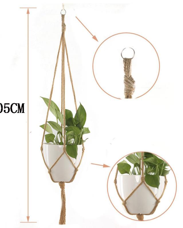 Plantenhanger bloem pot handgemaakte brei plantenhouder hangende mand + haak voor binnenshuis huizen tuin balkon decoratie