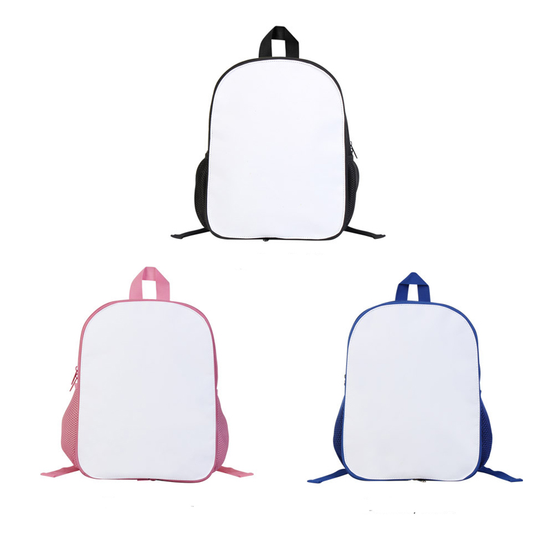 Backpack Sublimation DIY White Single Sided Blank Polyester Children Large Capacity School Bags 12Inch