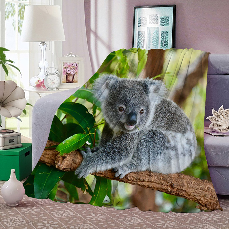 Australian Koala Bear Flannel Couvertures 3D Print Sofa Animal Travel Teens Women Men For Living Portable Travel Student Couverture