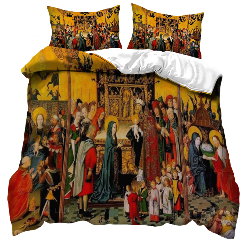 Renaissance Giotto's Majesty Holy Fami Saint Johns Siedem Joys of Virgin Medieval Duvet Cone